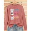 Women's casual sports long sleeve Navy blue long sleeve T Shirt 'Be Kind'Frontal design Loose and comfortable, suitable for autumn Radiating positive