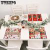 4pcs/set New Christmas Home Decor Items Thanksgiving Knitted Fabric Placemat Table Mat Tablecloth Old Man Small Tree Printed Placemat