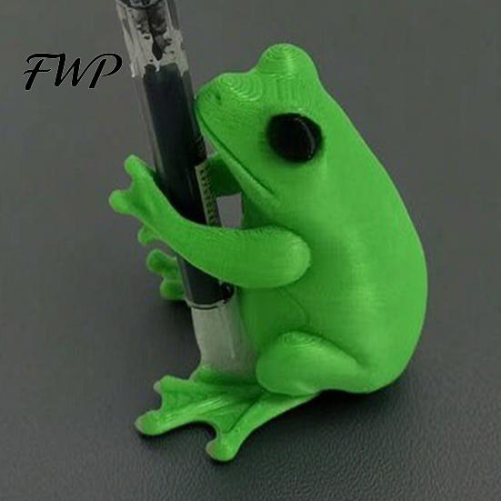 Cute Desk Decor Pen Holder Frog Mini Desktop Organizer Holds Pens Pencils Fountain Firm Grip Prevents Rolling Practical for Home Office