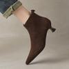 Cow Suede Vintage Autumn Winter Shoes Modern Boots Stiletto Med Heels Pointed Toe Keep Warm Size 43 Ankle Boots