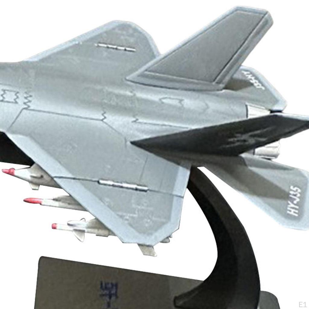 Fighter Model 1/100 Scale Ornament Souvenir with Base Diecast Plane Toy for Living Room