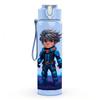 1PC Cyber Boy Warrior Character Pattern 750ml Color Plastic Sports Water Bottle Leakproof Flip Straw Lid Suitable for Sports Office Home Use