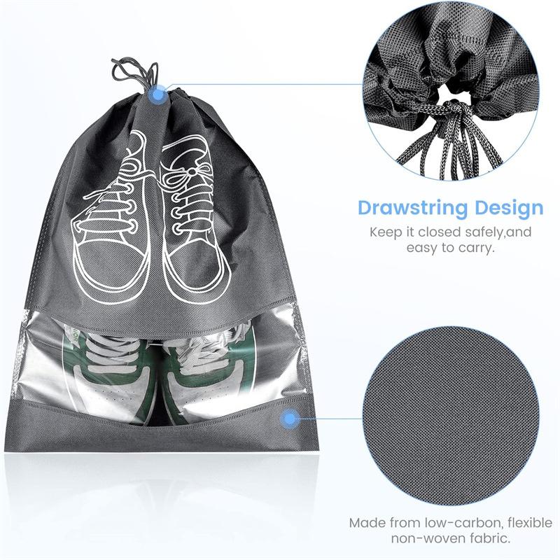 Портативная дорожная сумка для обуви, водонепроницаемая сумка для обуви для спортзала, путешествий, компактная пыленепроницаемая сумка для хранения с веревкой, нетканый мешок для обуви