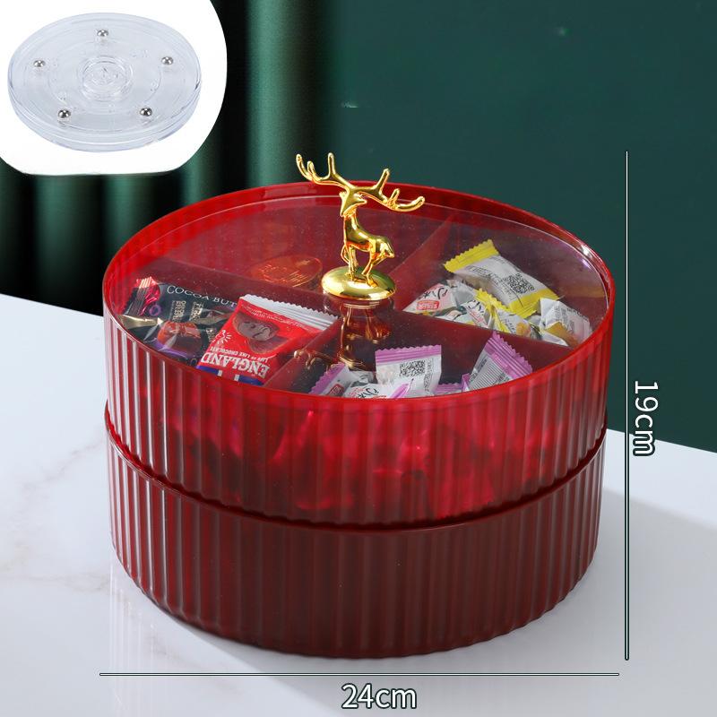 Многофункциональная тарелка для фруктов, вращающаяся, с крышкой, отделением для хранения сухофруктов, подносом для закусок, фруктовой тарелкой для конфет, Рождеством