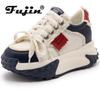 Fujin 7.5cm Microfiber Leather Vulcanize Ankle Flats Autumn Booties Breathable Summer Women Chunky Sneaker Comfy Spring Shoes