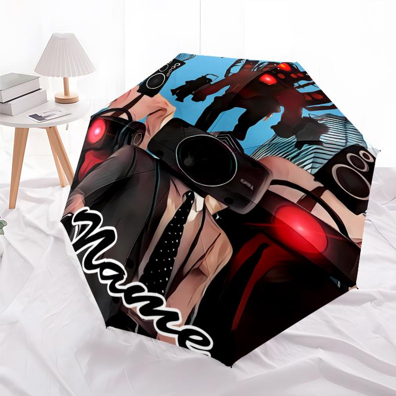 Personalized Name S-Skibidi Toilet Multiverse Print Umbrella - Automatic Open/Close, Eight-Rib Durable Frame, Automatic Folding Umbrella