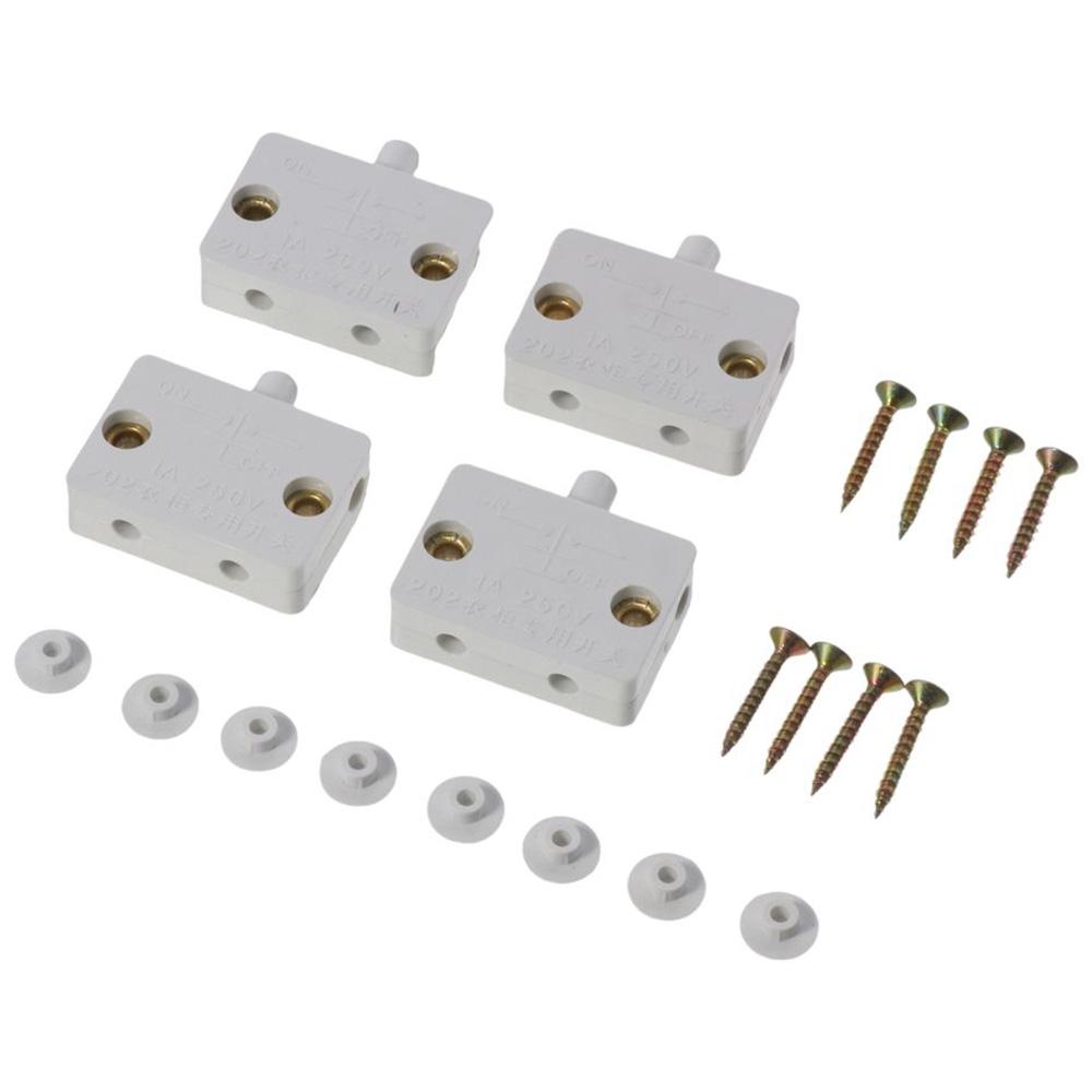4pcs Silver Wardrobe Light Switc PA Press Switch Portable Cabinet Door Control Switch  Electrician