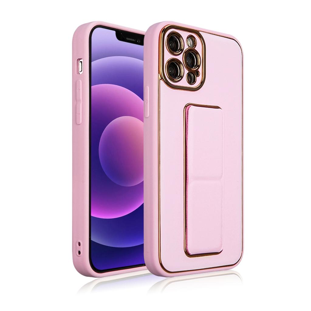 Premium Pink Kickstand Case for iPhone 12 Pro with Stand by Hurtel