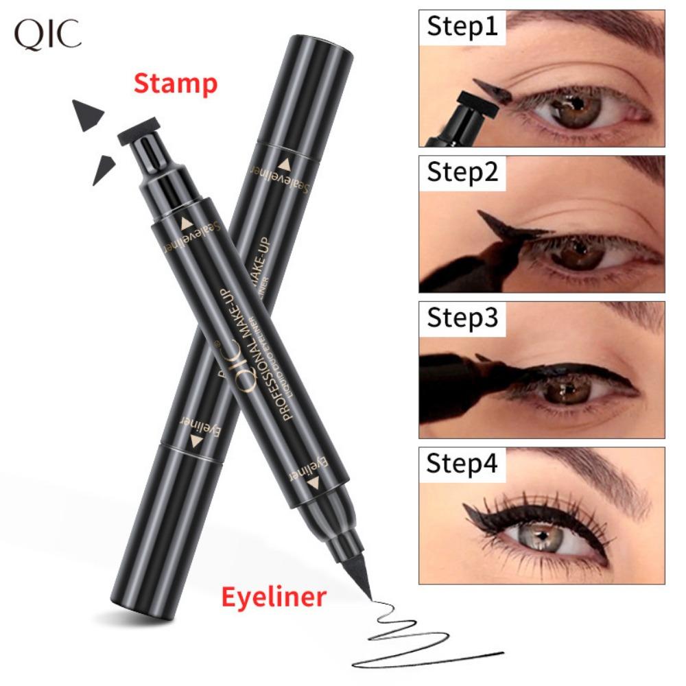 QIC Double -headed Seal Eyeliner, Waterproof Without Fainting Triangular Wing Tail Seal Eyeliner Pen