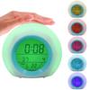 Alarm Clock 12/24H LED Digital Clock 7 Color Changing Night Light with Indoor Temperature Children Bedroom Bedside Clock