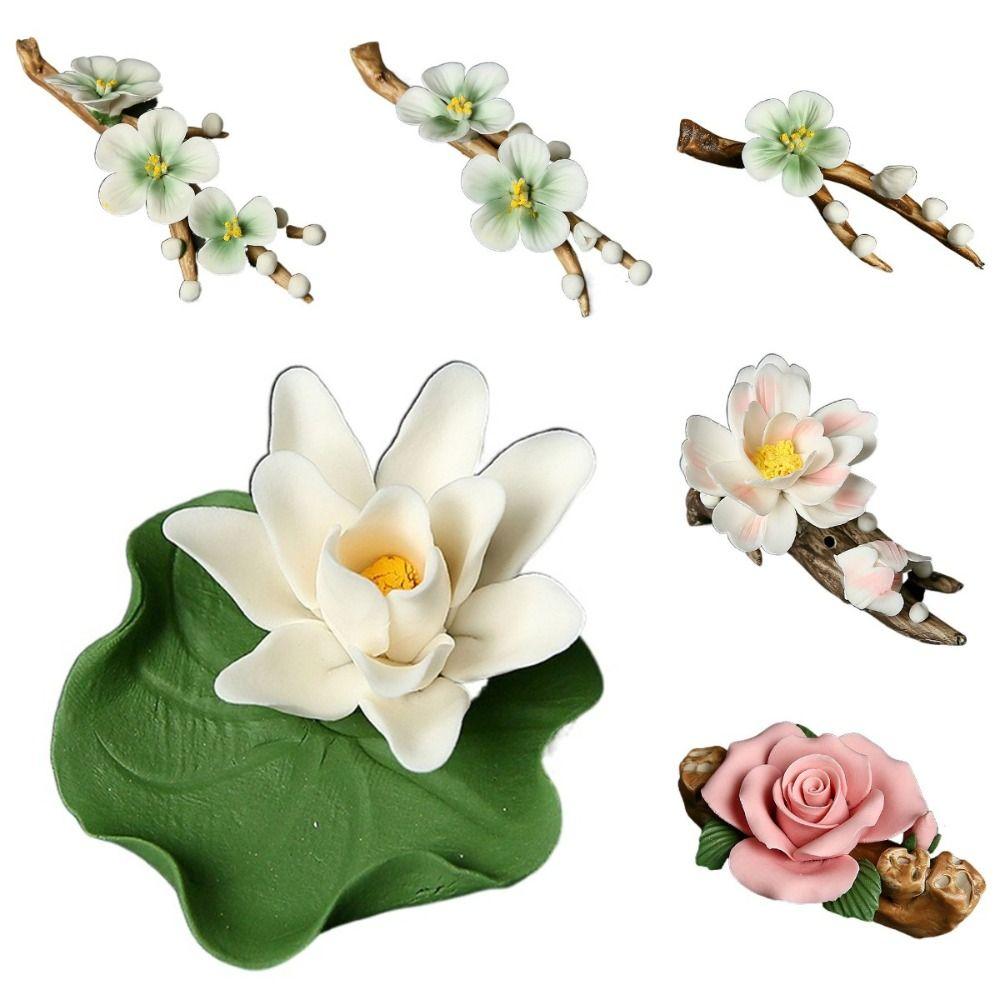 Flower Shape Incense Stick Holder Ceramics Aromatherapy Base Gift Tea Table Oraments Yoga Studios