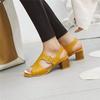 FOREADA Summer Sandals Women Shoes Buckle Thick High Heels Party Shoes Fashion Open Toe Sandals Lady Yellow 2020 Plus Size 34-43