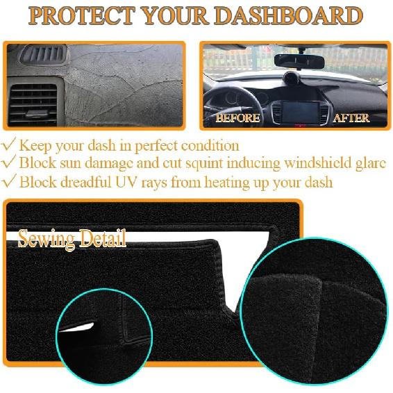 Dash Cover Mat Fit For 2007-2014 GMC Yukon Sierra SLT Denali,2007-2013 Chevy Chevrolet Silverado 1500 2500HD 3500HD LTZ/Avalanche/Suburban,07-14