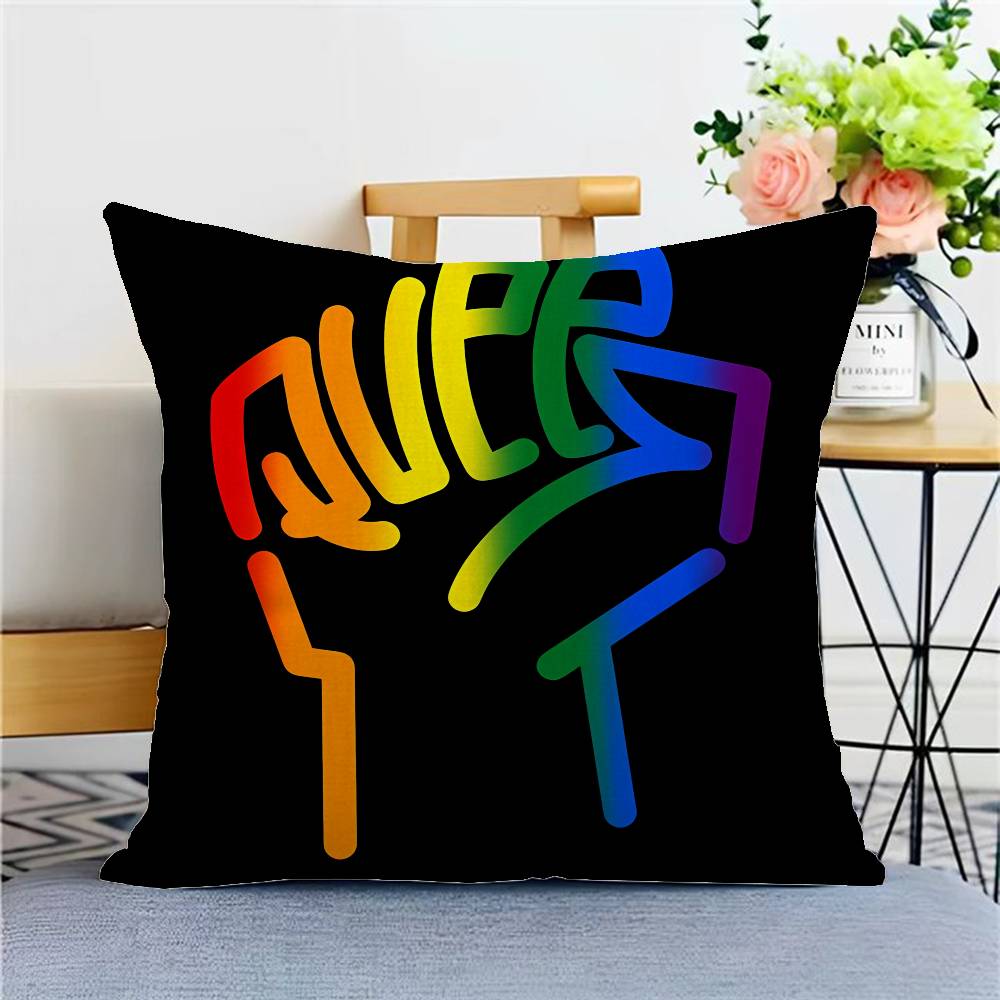 LGBTQ Art Pride Lesbian Gay Rainbow Flag Pillow Anime Pillow Sofa Bed Head Pillow Cover Cushion Cover x cm Fashion