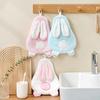 Children's Hand Towel with Hanging Loop Rabbit Shape Coral Fleece Absorbent Towel Soft Quick-drying Bathroom Towel for Kids Kitchen