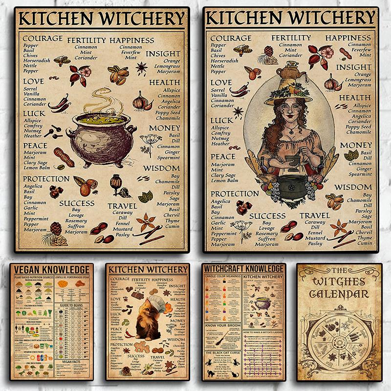 Kitchen Witch Fun Canvas Retro Posters and Printmaking Decorative Murals