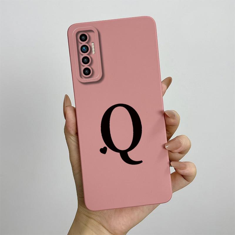 For Tecno Camon 17P 6GB 128GB Case 6.8 Inch Cute Initial Letters Soft Liquid Silicone Shockproof Funda For Tecno Camon 17P Cover