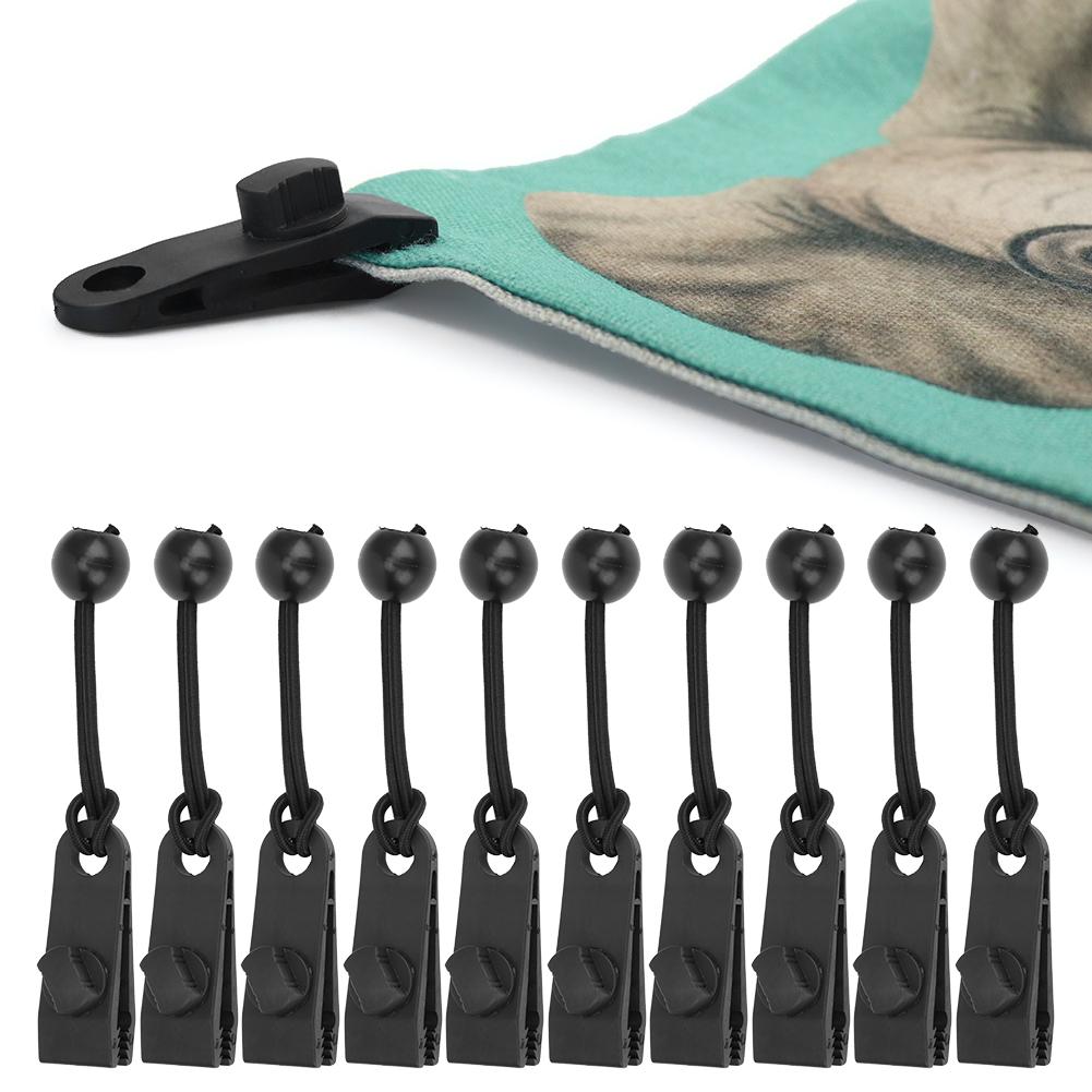 Outdoor Tent Retaining Clips Windproof Fixing Clamp with Bungee Cord for Camping Awning Caravan