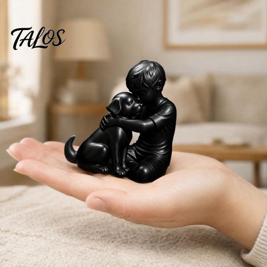 Talos 3D-печатная статуэтка щенка и мальчика, Скульптура собаки и хозяина, Обнимающая фигурка-декор, Украшение для дома, Исцеляющий орнамент, Подарок
