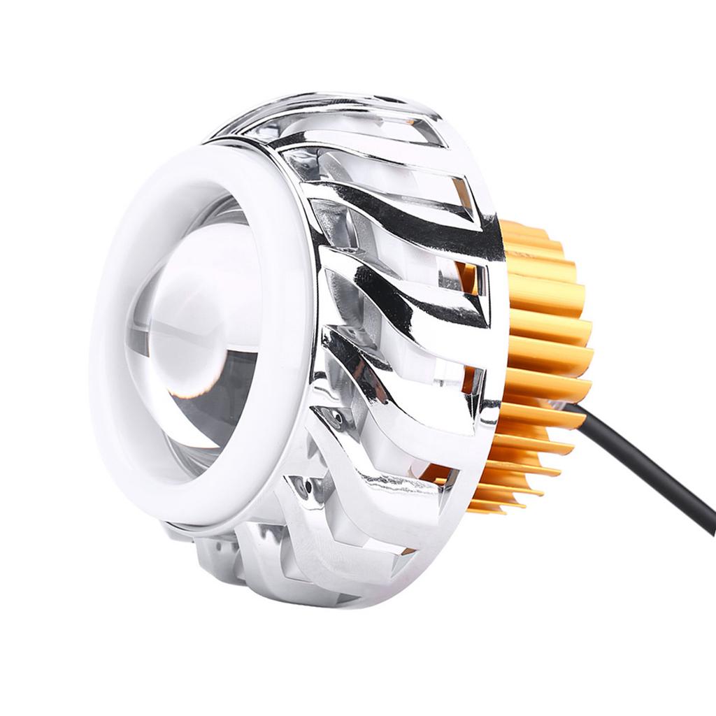 Motorcycle LED Headlight Projector Lens Dual Angel Devil Eye Head Lamp Type Blue Pink