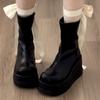 Модные женские ботильоны на платформе в стиле чанки, модные осенне-зимние женские ботильоны на толстой подошве