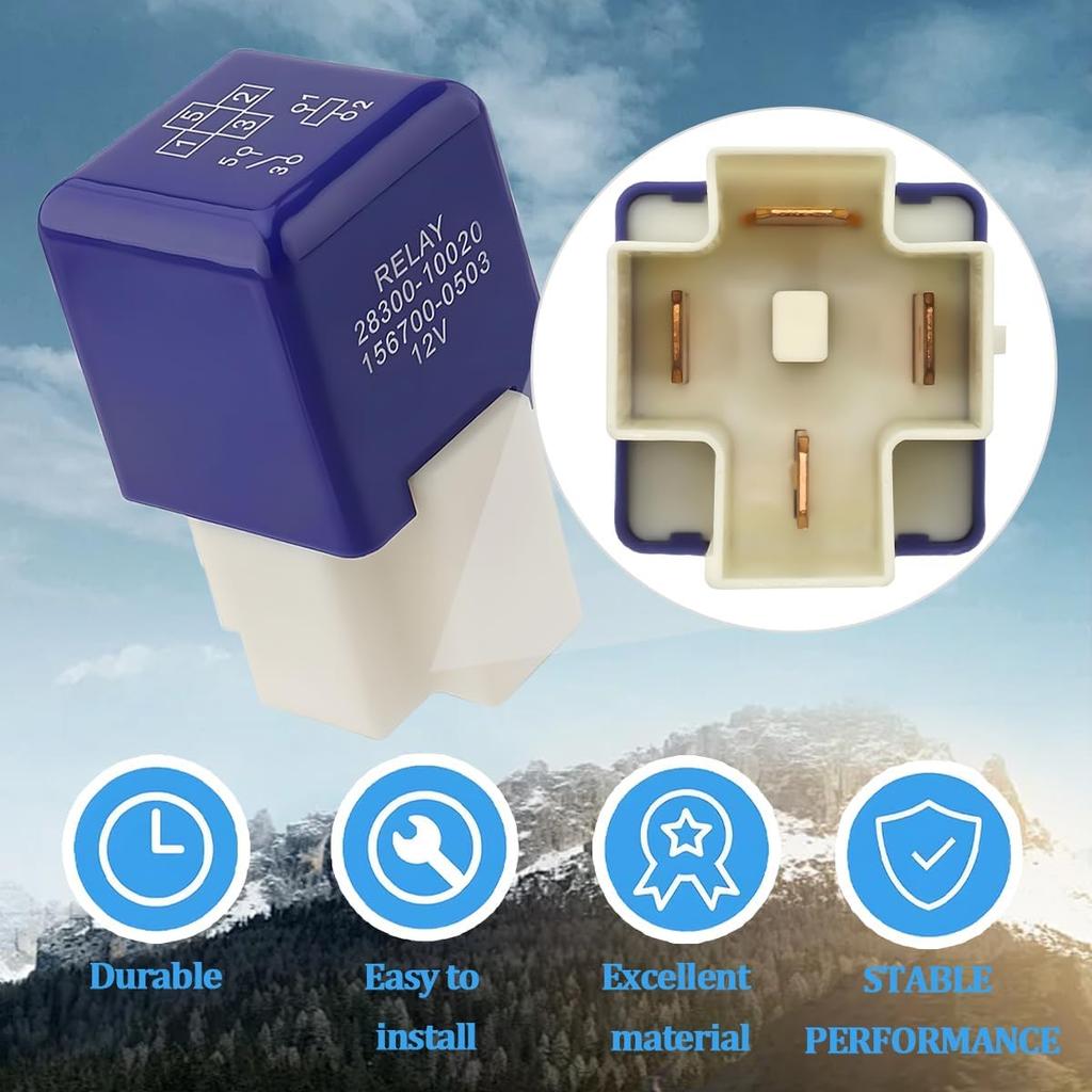 Zpana Car 4 Pins Starter Relay, 12V OEM# 28300-10020 90897-03003 Vehicle Relay Assembly, Automotive Power Control Replacement Accessories, Compatible