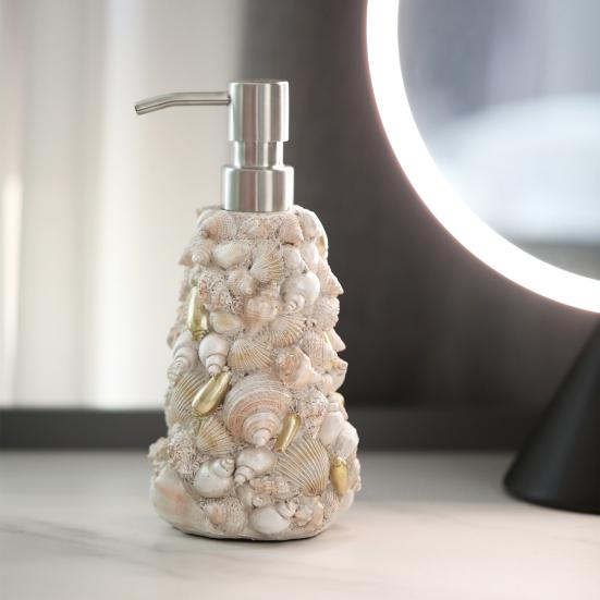 Диспенсер для мыла Shell Design, водонепроницаемый, из нержавеющей стали, дезинфицирующее средство для рук, лосьон, шампунь