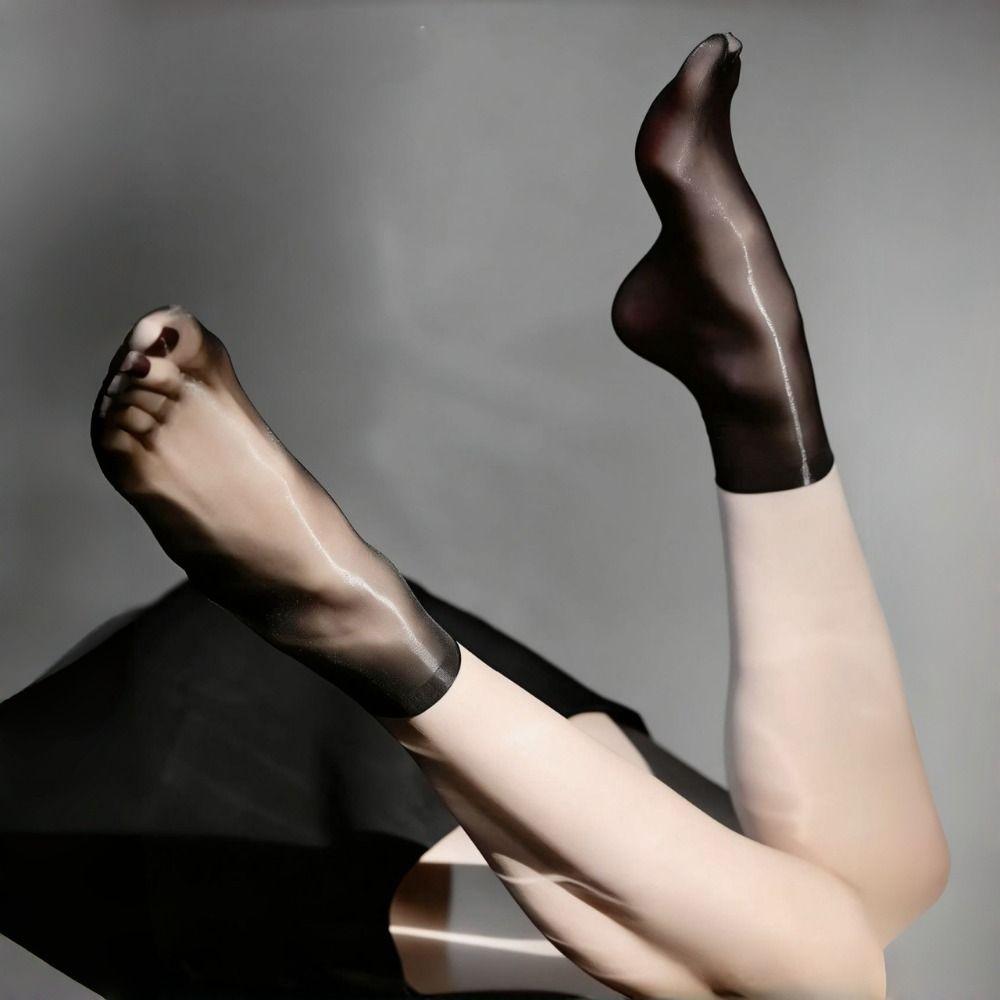 Breathable Satin Shiny Oil Glossy Socks Solid Color Short Socks New Costume Party Socks
