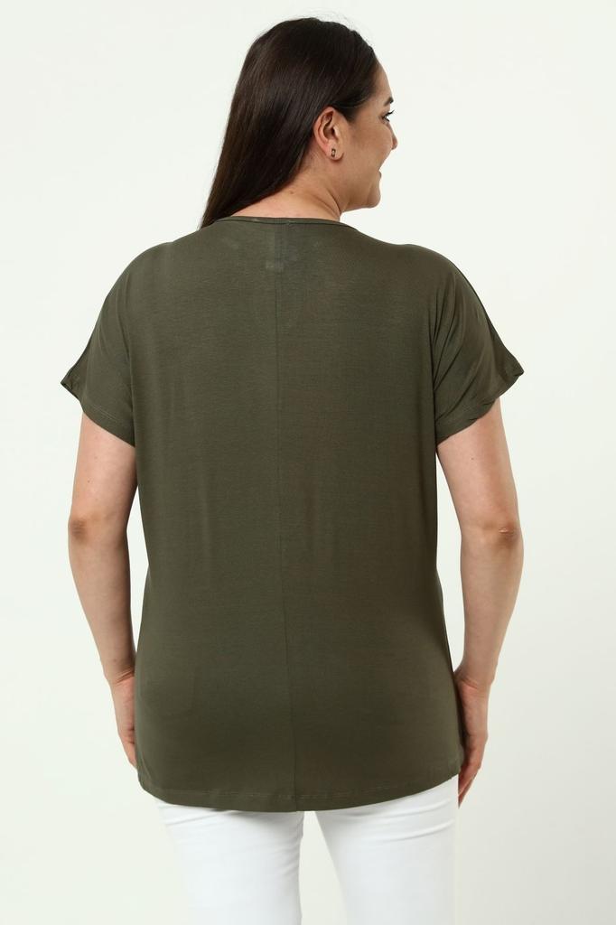 Женская стильная футболка большого размера, комфортная модель больших размеров, стильный воротник, детальный хлопковый изгиб, короткий рукав, летнее вечернее платье для мамы, футболка-туника