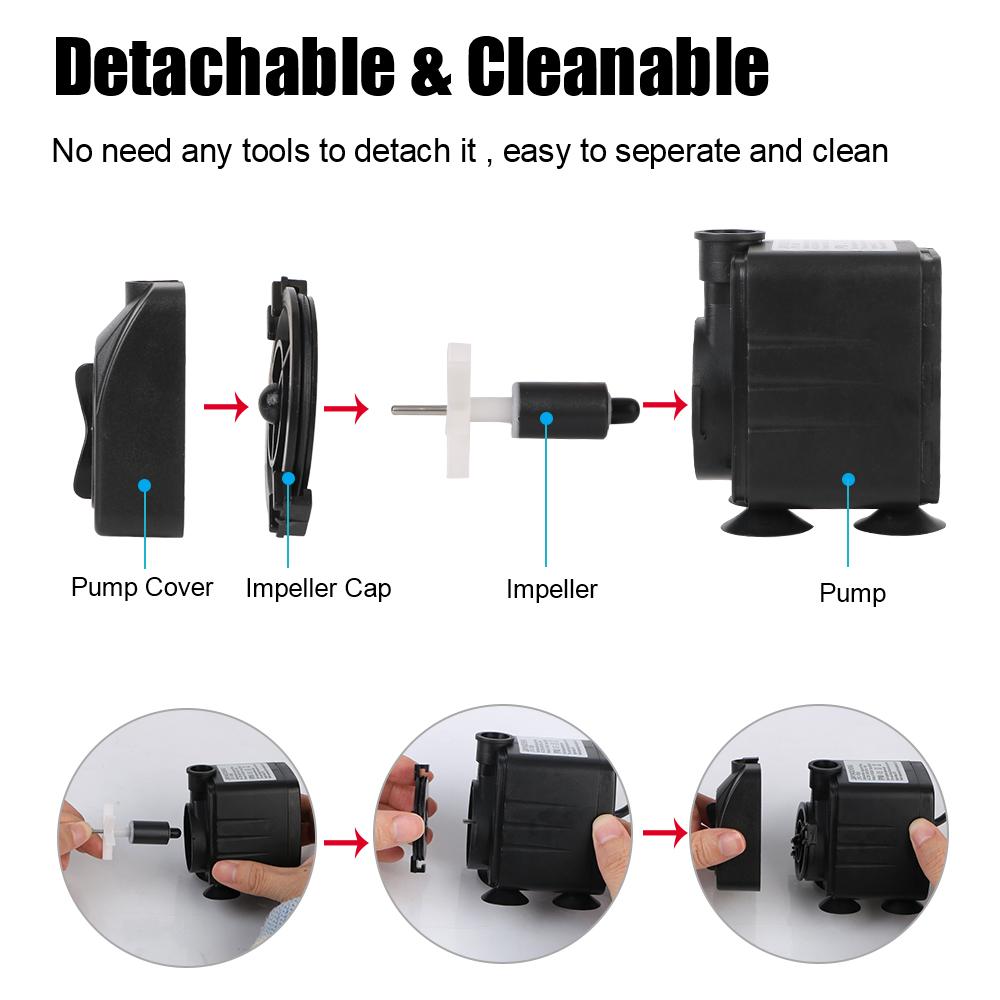 С шнуром питания и 12 светодиодами. Ультратихий погружной фонтанный водяной насос.