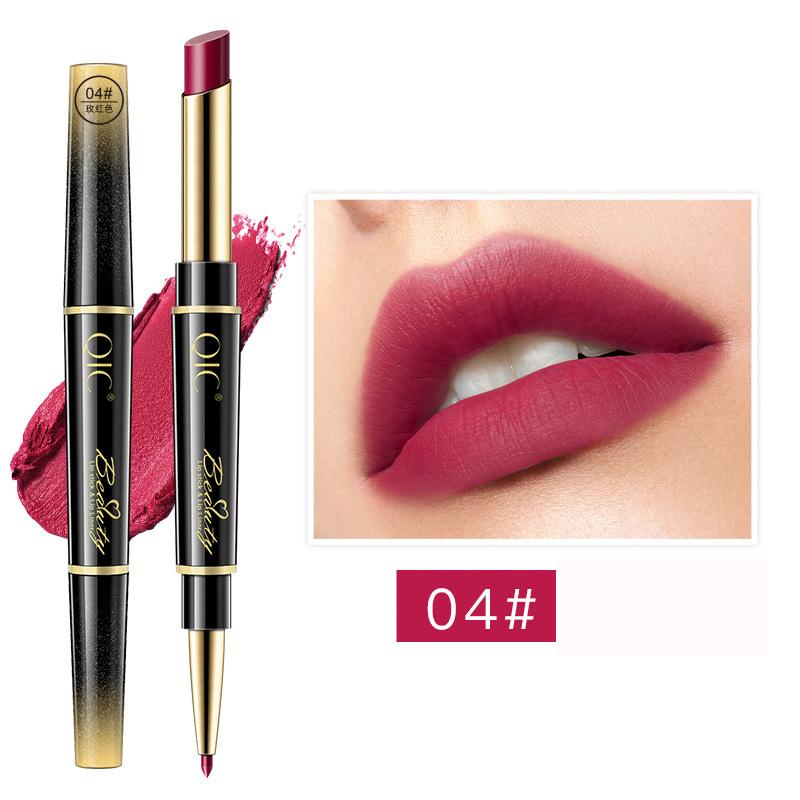 Водостойкая помада для губ, матовая подводка для губ, карандаш 2 в 1, с двойной головкой, долговечная подводка для губ, помада-ручка, помады, косметика для макияжа 1,6 г + 0,2 г