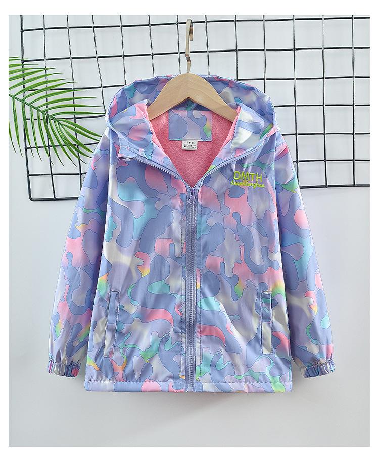 Girls' Korean Style Fleece-Lined Windbreaker - Autumn/Spring Fashion