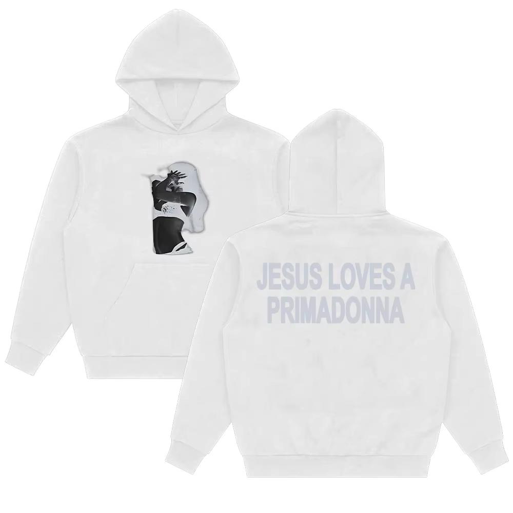Худи Jesus Loves A Primadonna с длинным рукавом от Nessa Barrett для женщин и мужчин с капюшоном Модная уличная одежда для повседневных образов