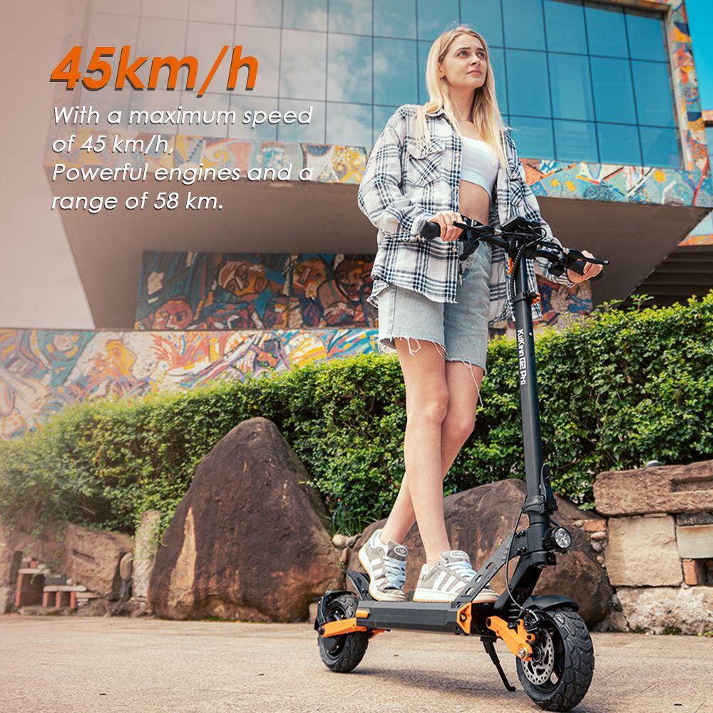 KuKirin Электросамокат G2 Pro, версия 2024, 600 Вт бесщеточный двигатель, аккумулятор 48 В 15.6 Ач, 9-дюймовые резиновые вакуумные шины, максимальная скорость 45 км/ч