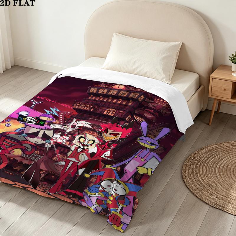 Hazbin Hotel Print Flannel Blanket High Quality Warm Comfortable Cover for All Seasons Perfect for Gifts Home Decor