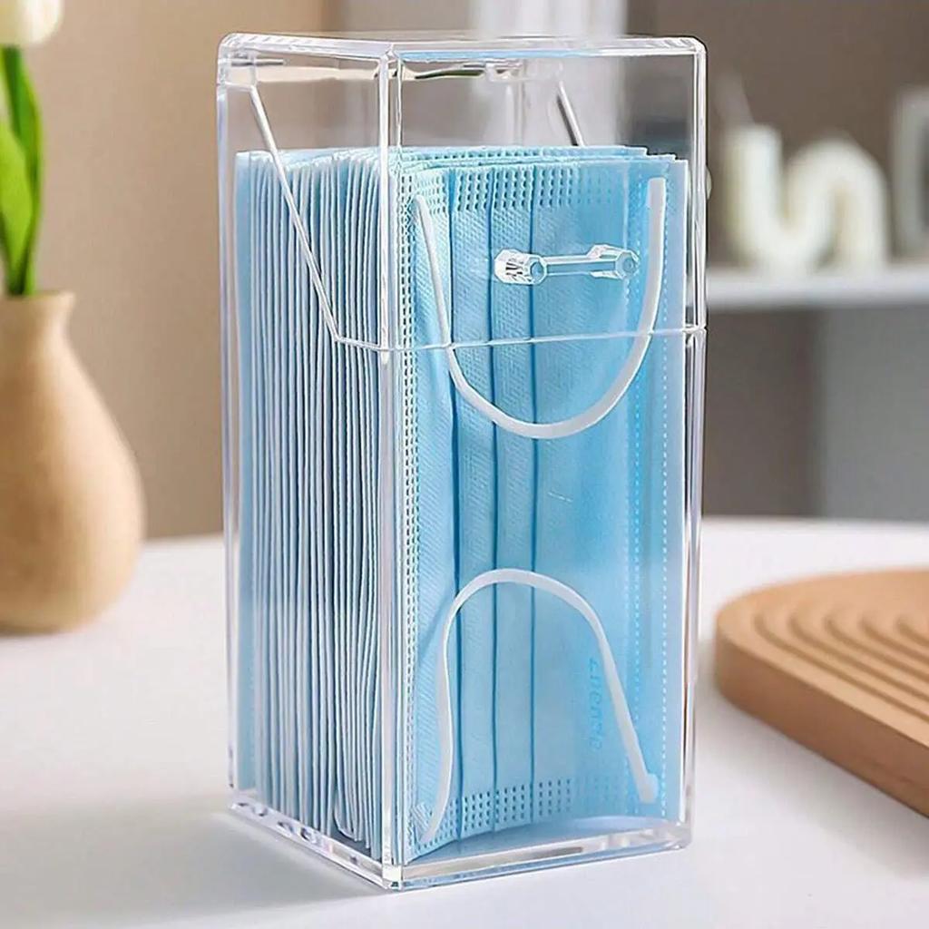 1/2pcs-Transparent Mask Storage Box with Cover Dust Mouth and Nose Cover Door Desk Entrance Mask Box