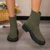 Large Size Medium Boots Women's Autumn and Winter TEUM Flying Knitted Short Boots Martin Boots Snow Boots Women's