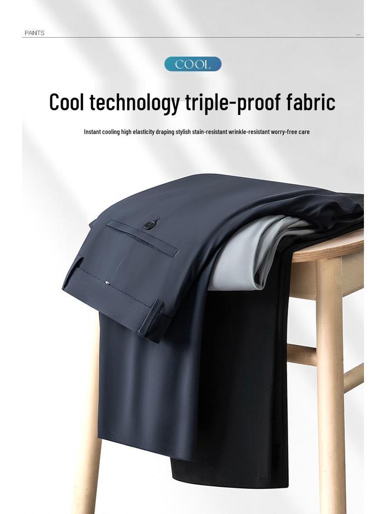 Мужские весенне-летние повседневные брюки из высокоэластичного ледяного шелка