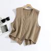 Жилет с V-образным вырезом, элегантный жилет без рукавов, тонкий свитер для весны и осени, женская одежда