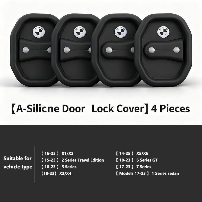 4Pcs Motorcycle sticker /Silicone Car Door Lock Buckle Car Door Latch Mute Damping Cushion For BMW M 2 3 E46 E90 E60 F30 F10 E39 XR1