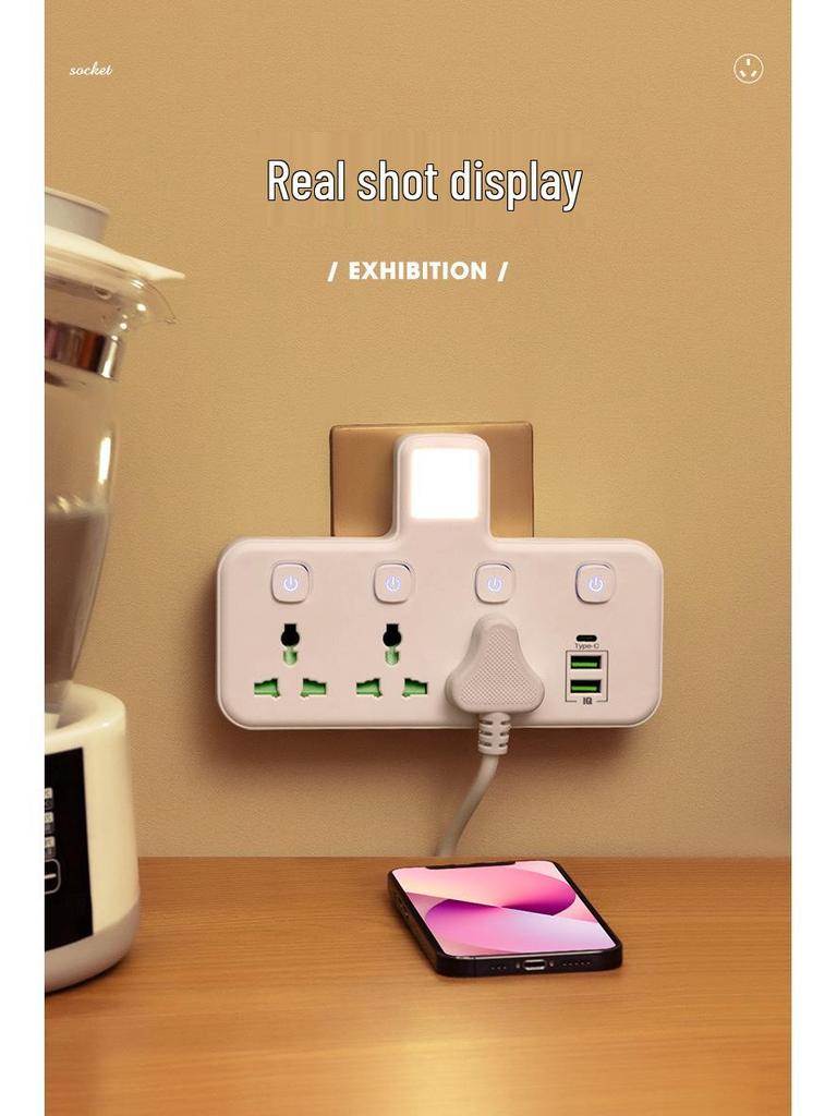 Международный удлинитель с вилками Великобритании, ЕС, Таиланда, Австралии и зарядкой Type-C