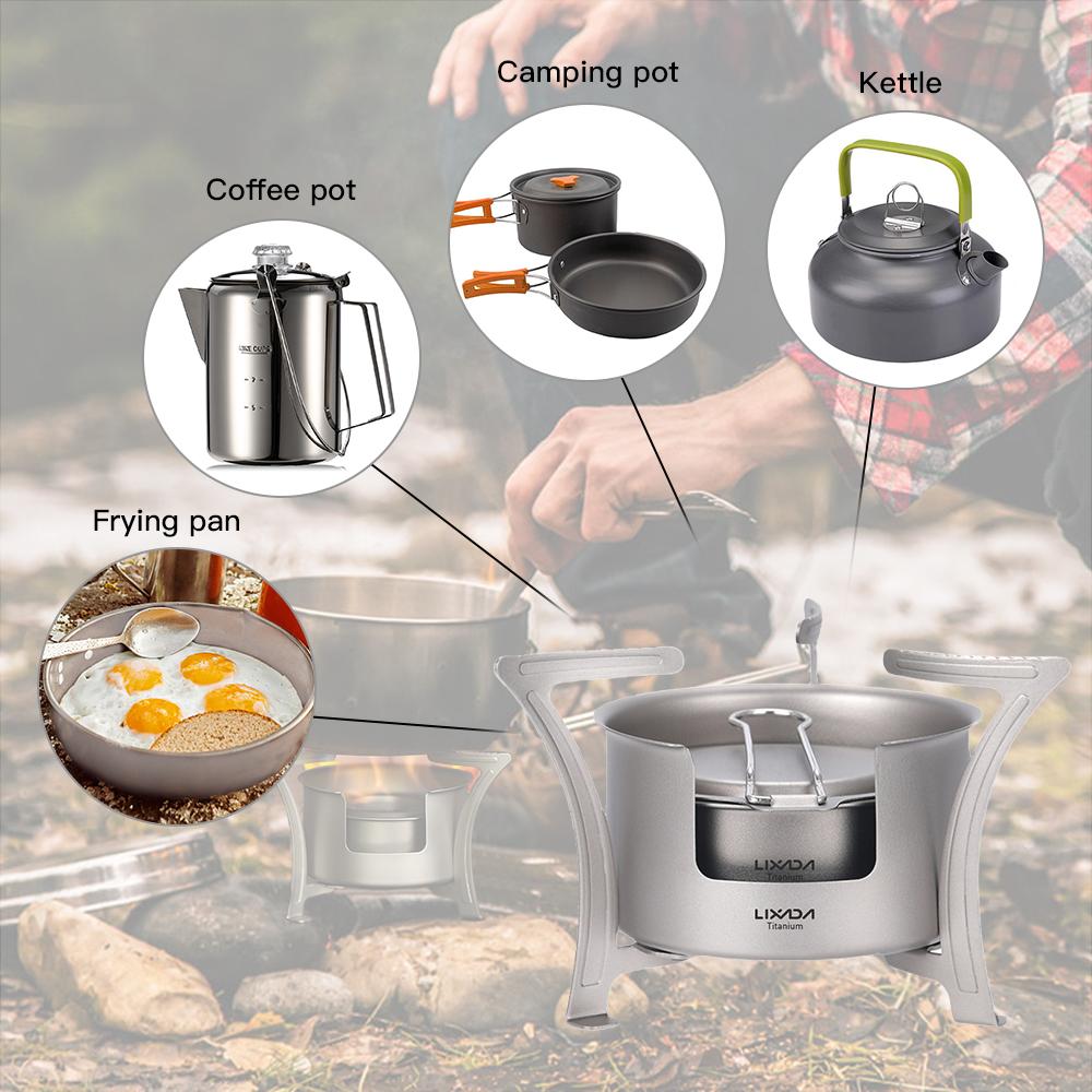 Lixada Titanium Alcohol Stove Ultralight Mini Pocket Alcohol Stove for Hiking Backpacking Fishing