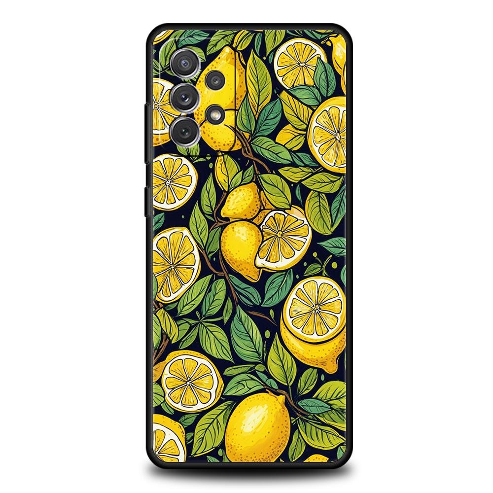 Летний чехол для телефона с принтом лимона и свежих фруктов для Samsung Galaxy A55 A35 A15 A14 A13 A25 A54 A51 A71 A72 A73 A32 A52 A41 5G, мягкий ТПУ
