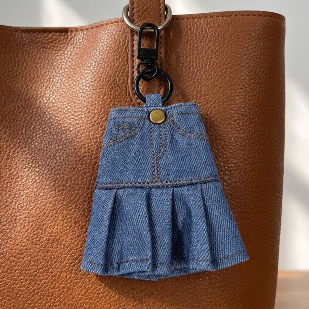 Creative Keychain Skirt Stationery Pouch Quirky Mini Denim Jeans Pen Holder  Journal Accessory