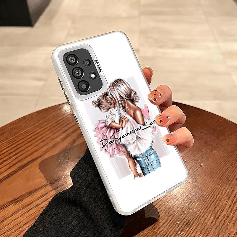 Мягкий чехол для телефона с тематикой "Мама и Малыш" для Samsung A17 A16 A15 A14 A13 A57 A56 A55 A54 A53 A37 A36 A35 A34 A33 A26 A25 A24 A23 A52