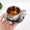 Niche Coffee Cup And Saucer Set Retro Stainless Steel Coffee Cup Small Exquisite Posing Vlog Afternoon Tea Cup
