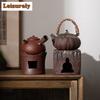Retro Gilded Iron Glaze Alcohol Warm Tea Stove Chinese Rough Pottery Boiling Water Furnace Side Handle Pot Tea Fire Heater Stove