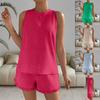 Женский модный повседневный летний однотонный топ без рукавов с оборками и мягкими удобными шортами