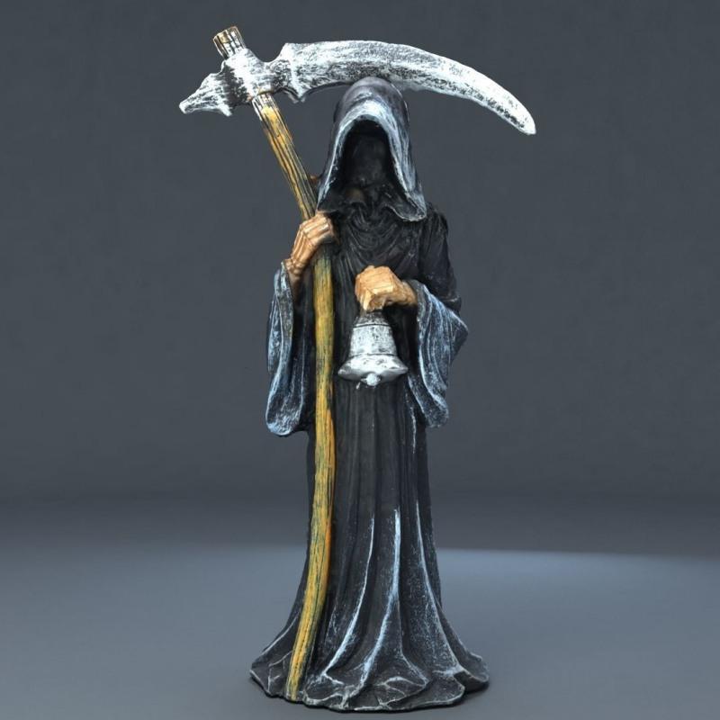 Resin Halloween Holy Death Statue Standing Religious Decorative Figurine Grim Reaper Holding Scythe Statue Altar Halloween Decor