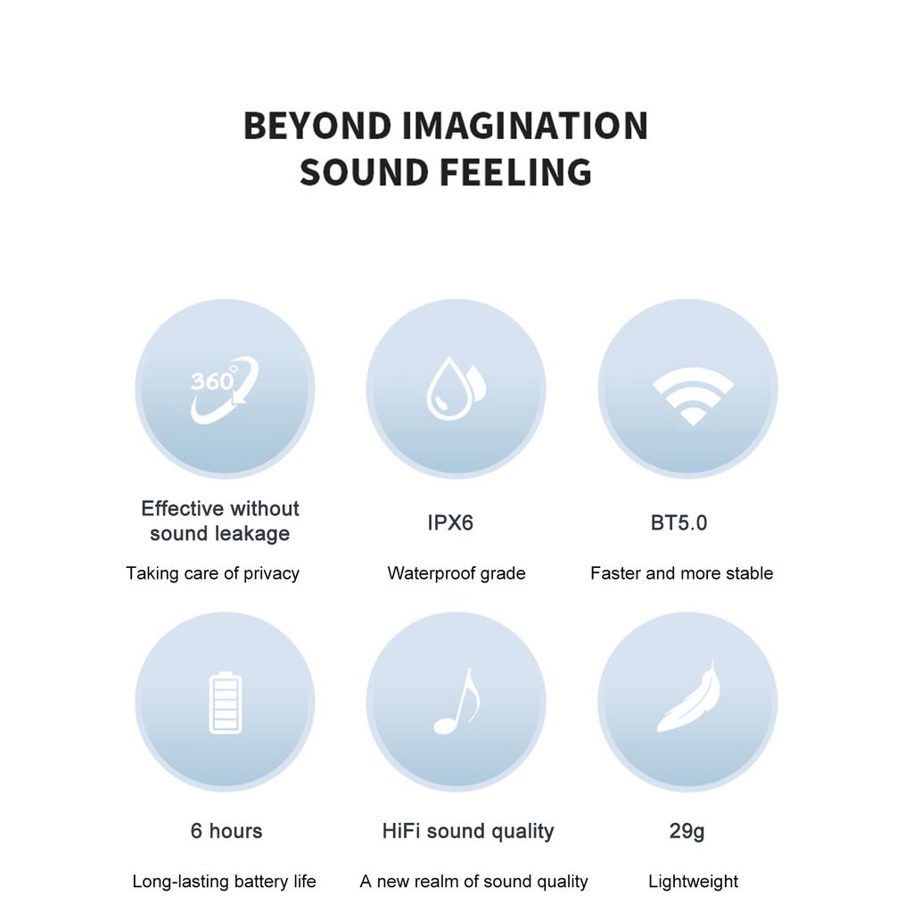 Наушники с костной проводимостью Беспроводные наушники BT 5.0 Гарнитура для занятий спортом на открытом воздухе IPX6 Водонепроницаемые Пот